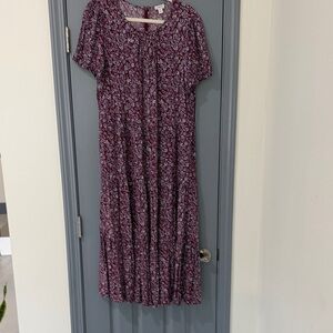 J Crew Short Sleeve Floral Midi Tier Dress